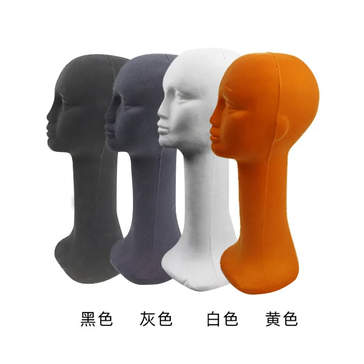 Factory wholesale flocking foam head mold scarf hat display bracket DIY shooting props adult model head