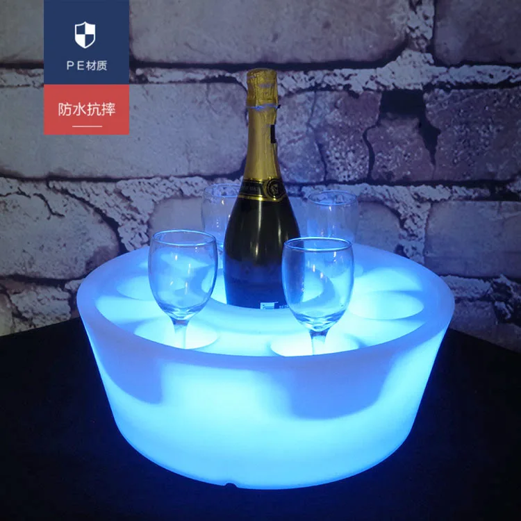 IP68 Swimming Pool Waterproof Led Serving Tray Pool Led Wine Tray White Plastic Cocktail Wine LED Ice Buckrt