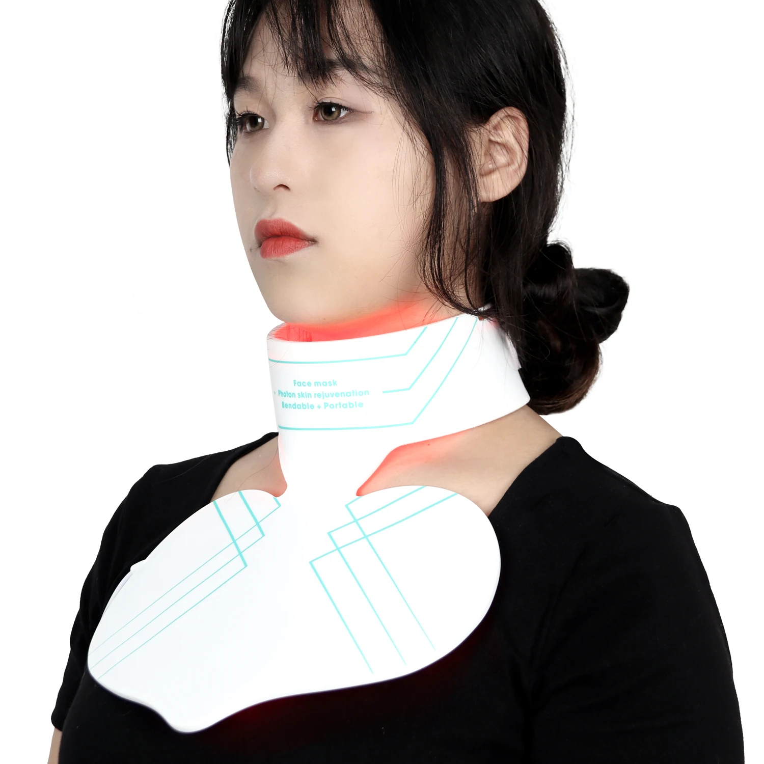 2024 Sunsred New Design Neck Led Mask Infrared 850nm Skin Care Neck LED Photon Therapy Silicone Red Light Therapy Mask