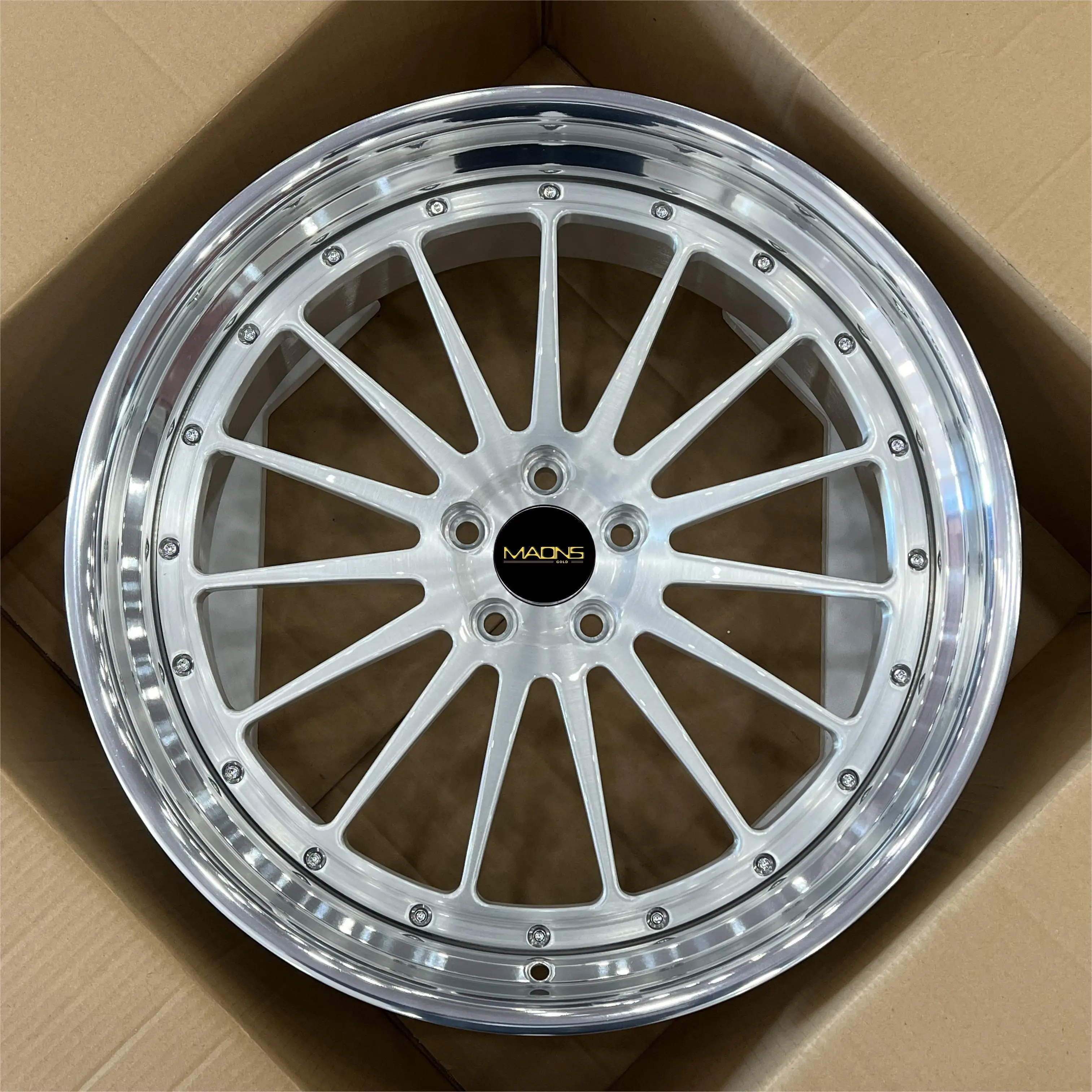 WHEELSHOME Custom 3-piece silver brushed for lamborghini replica  alloy forged passenger car rims wheels