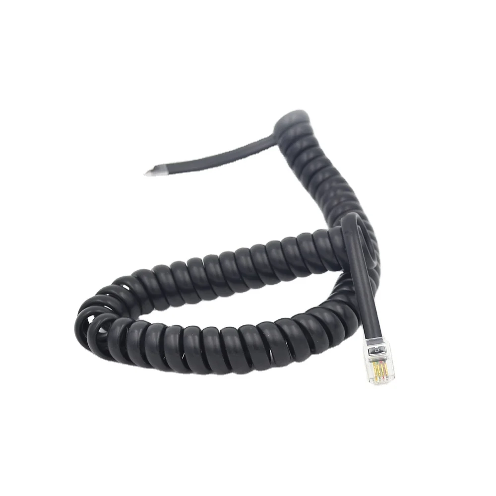 Длинный универсальный телефонный шнур длиной 25 футов 4P4C RJ9 Спиральный шнур с завитой спиральной пружиной