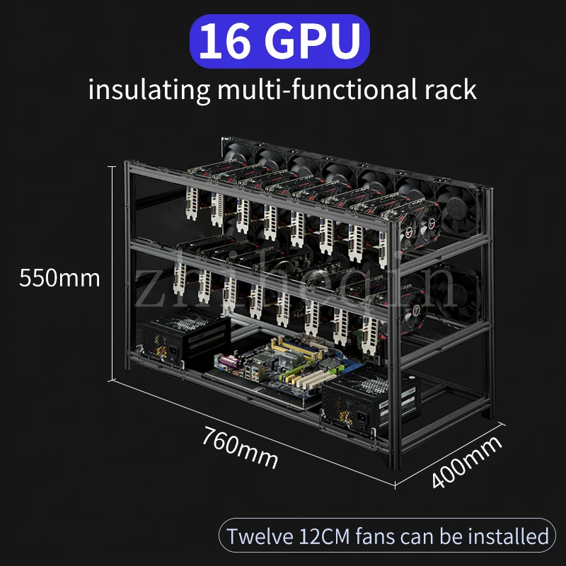 6 8 12 14 16 19 GPU Open Air Miner Rig Rack Aluminum Stackable Graphics Card GPU Mining Rig Frame