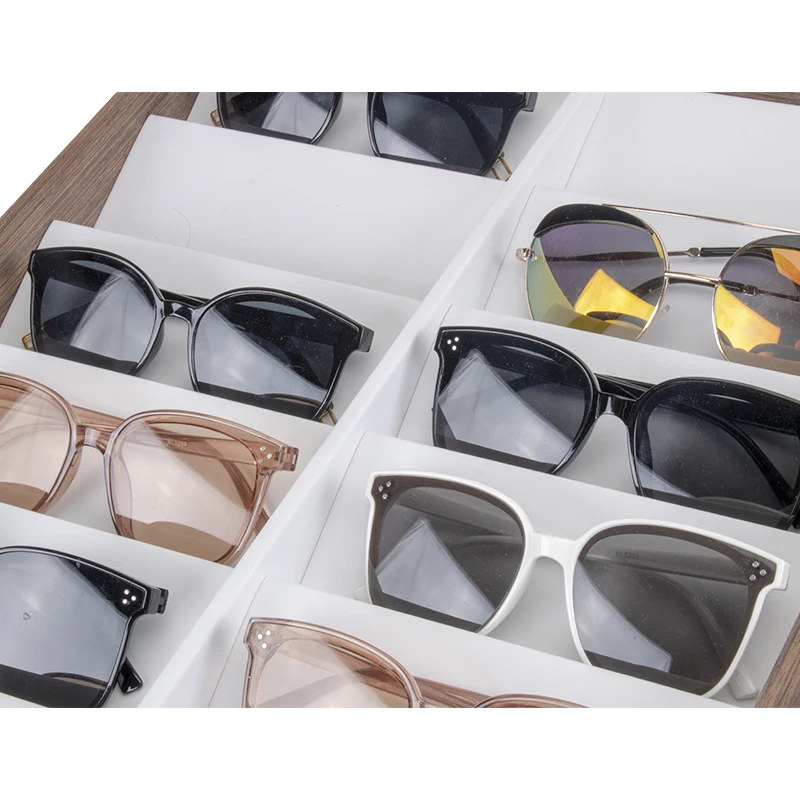 High Quality Black Walnut Wooden 24 Glasses Sunglasses Eyeglasses cases Sales Display Tray Ladder Props