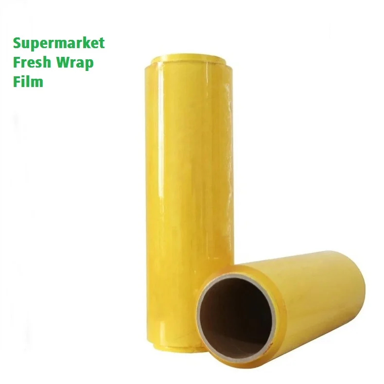 Medical Grade Raw Material Food Wrapping Heavy Duty Big Roll 600m 12x300 Mushroom Packing PVC Cling Film Foodwap For Supermarket