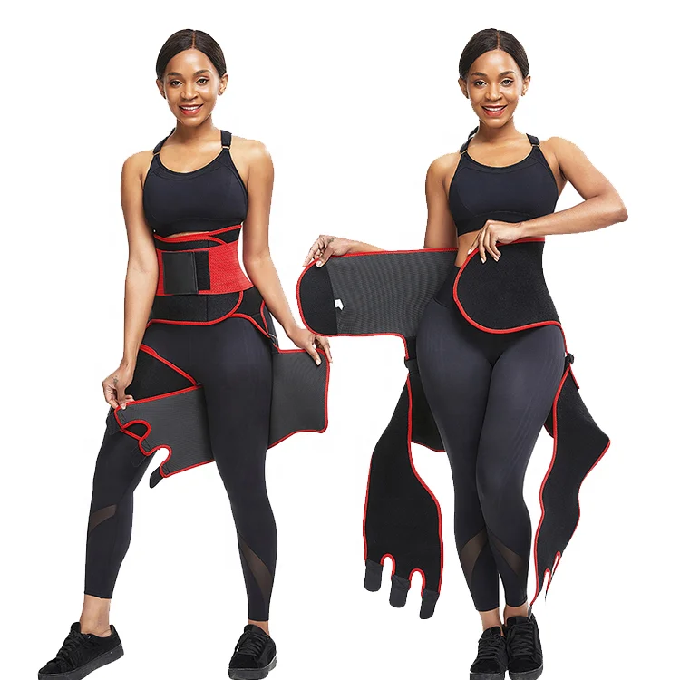 Neoprene high quality 3 in 1 body shaper tummy control thigh leg trimmer waist trainer with butt lifter logo and straps