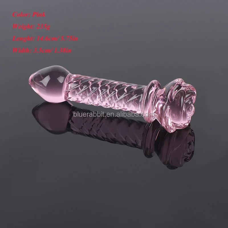 BlueRabbit Pink Rose Glass Butt Plug Wholesale Rose Flower Shaped Beginner Glass Dildo Temperature Play Anus Toys