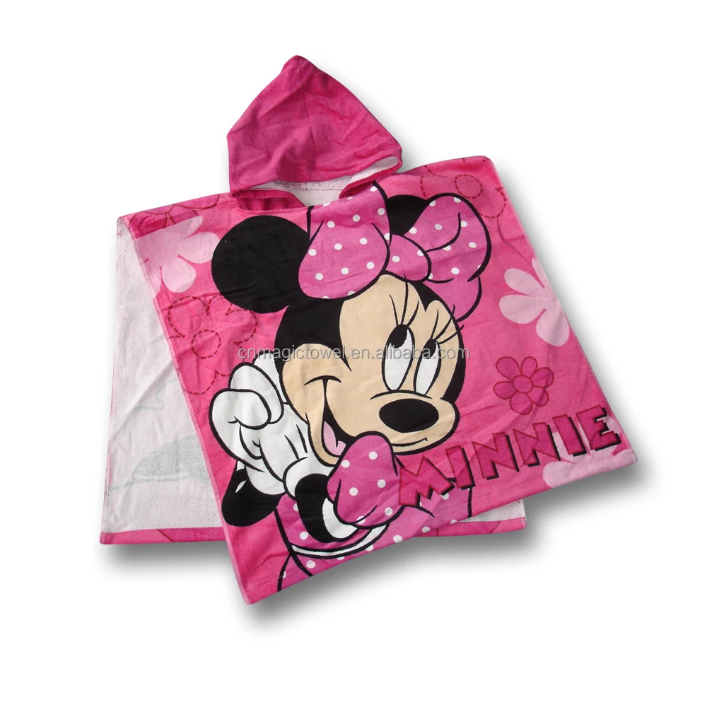 100% cotton personalized children poncho towel quick dry bath  hooded towel custom cartoon pattern printed kids beach towel