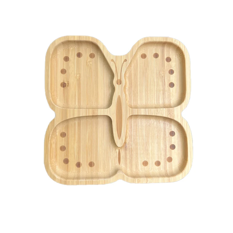 Custom Logo Dinner Plates Fox Sheep Rabbit Elephant Monkey lion Koala Shape Kids Bamboo Animal Baby Plate