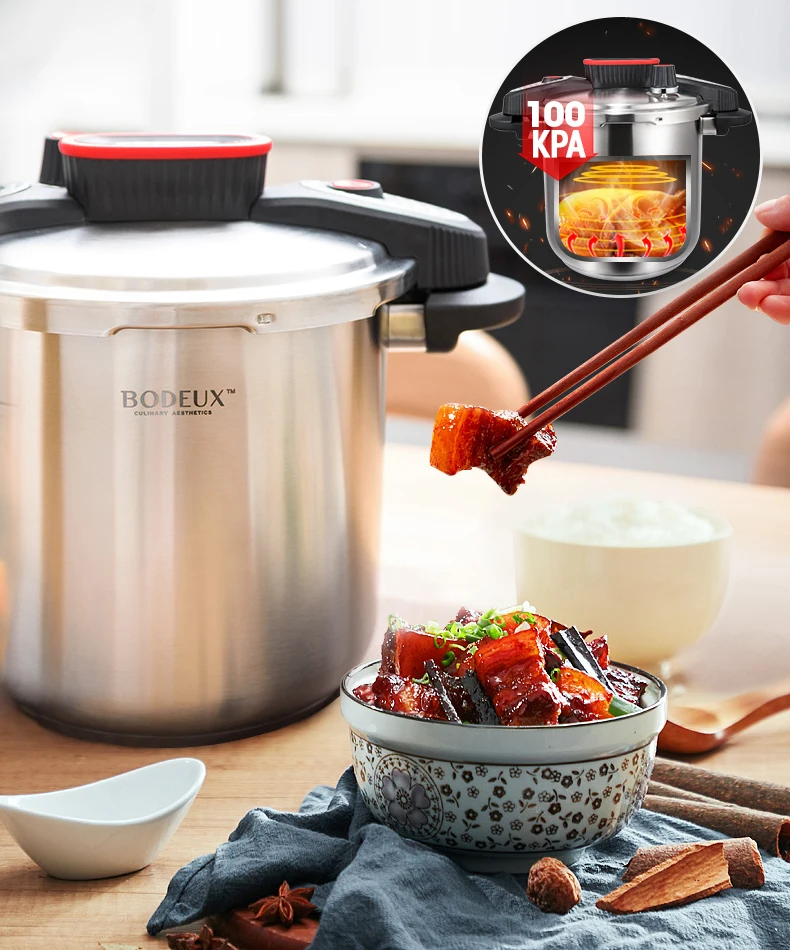 Wholesale  8L Pressure Cooker Stainless Steel Black Bakelite Handle Impact Bottom Pressure Rice Cooker Home use