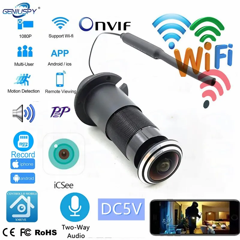 1080P HD IP сетевая дверь отверстие глазок SD карта Запись двери ICSEE XMEYE беспроводной Wifi дверной Звонок камера P2P