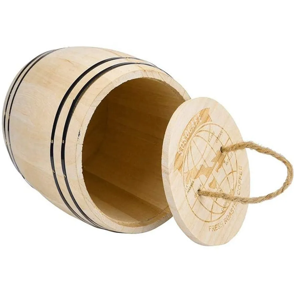 Natural Color Coffee Bean Tea Paulownia Oak Barrel Custom Different Size Wooden Barrel