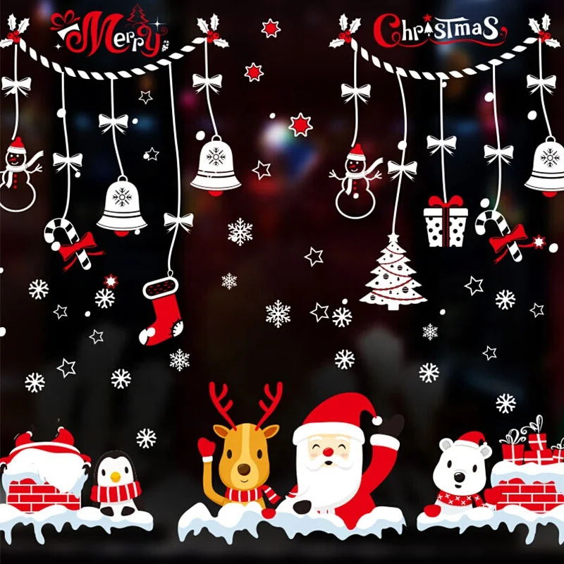 Custom Label printing waterproof pvc christmas door wall sticker  Custom window decal sticker Label