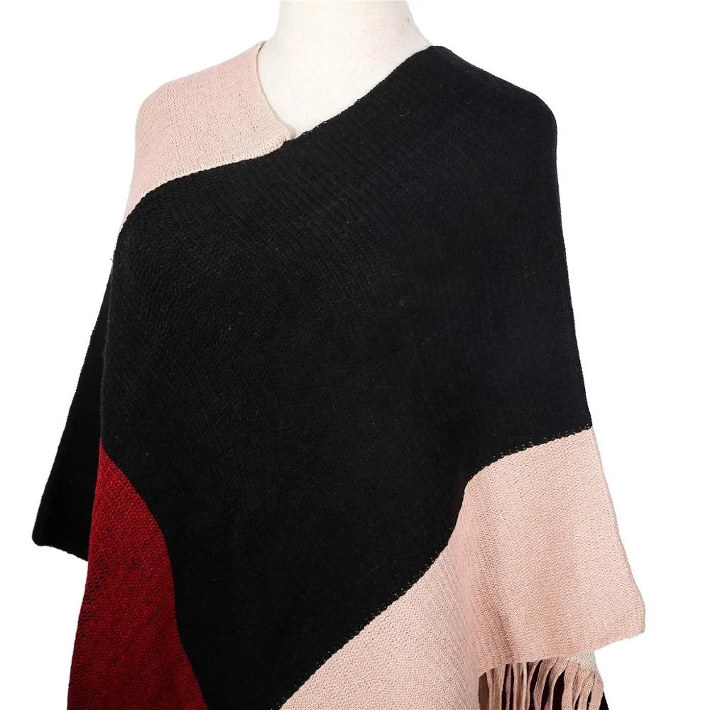 New Style Ladies Women Scarf Shawl Wraps Wholesale Poncho Plain Plaid Tassel Winter Knitted  Shawl Scarf