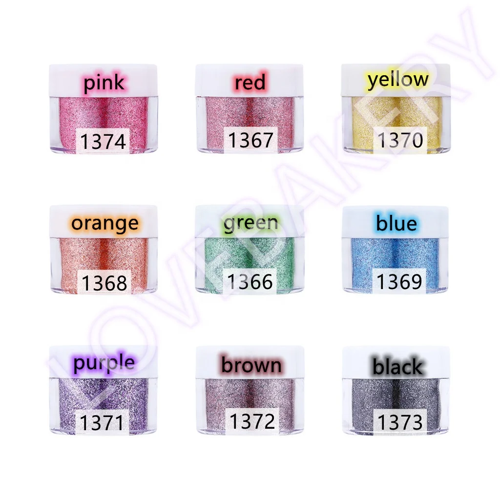 LOVE BAKERY Custom Logo Labels 9 Colors Edible Shimmer Dust Glitter For Macarons Cookies Chocolate Sprinkles Cake Decorations