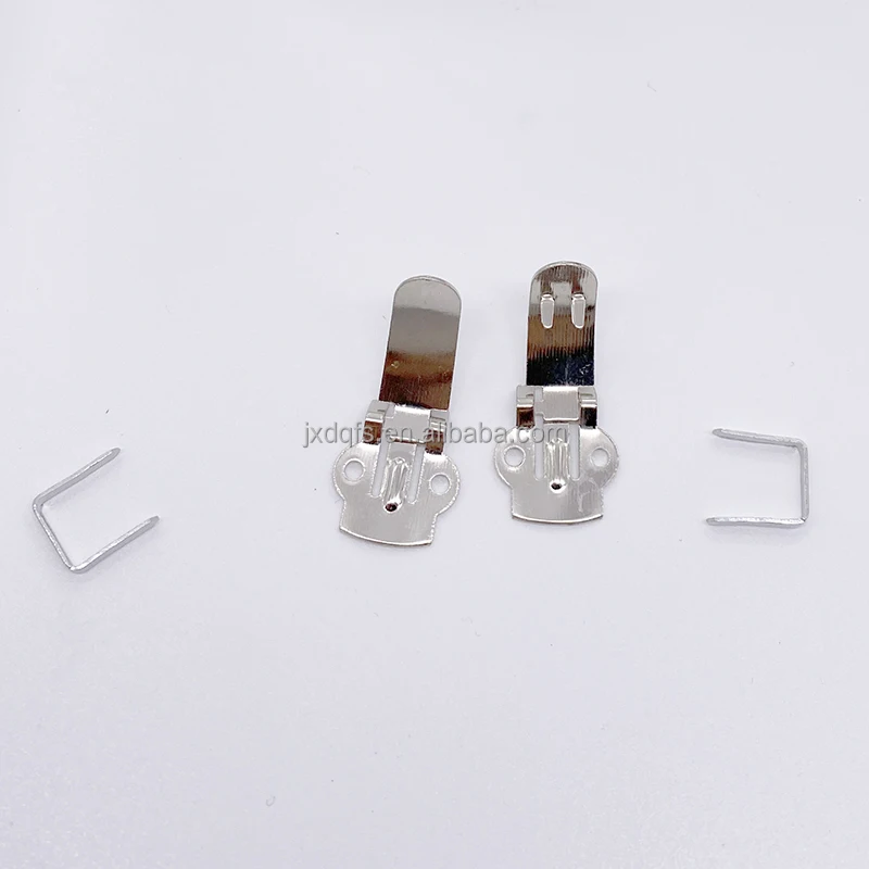 square shape flexible Spring steel manually detachable shoe flower clip, bow tie clip shoe clip buckle with fixing strip