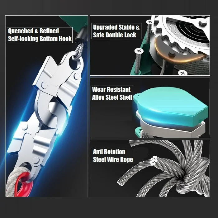 Custom self retracting anti fall catch device dual brake speed difference arrest fall protection