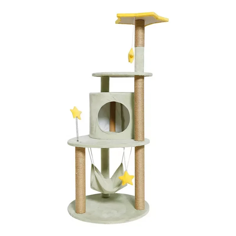 High Quality Cat Tree Pellets Natural Sisal Large Cat Tree Condo Hammock Cat Tower Furniture