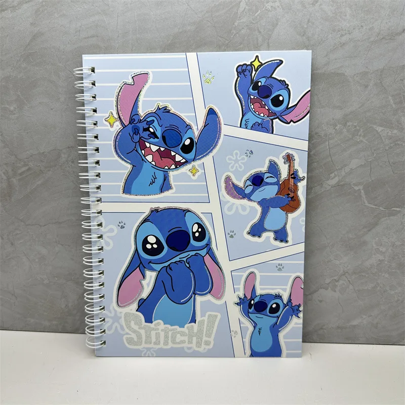 Kawaii Blue Stitch Notebook Student Coloring Page Notebook A5  Coil Waterproof Cover Diary Notebook Campus Book