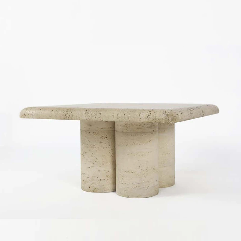 Italy natural stone luxury modern living room travertine coffee table