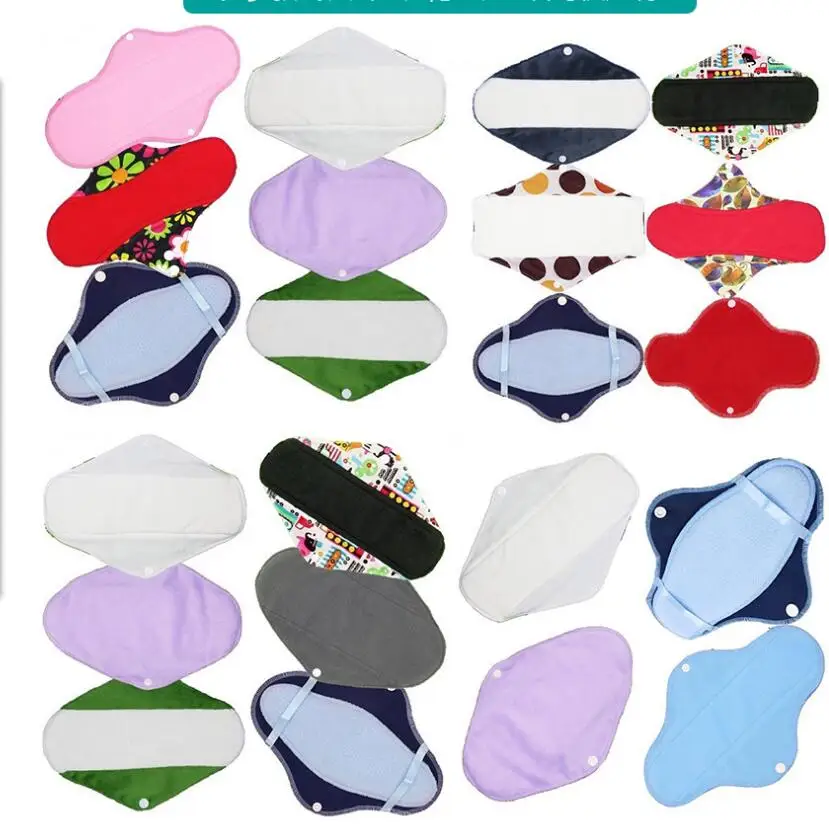 Bamboo charcoal cheap towel black waterproof washable breathable reusable absorbency menstrual sanitary pad napkin for women