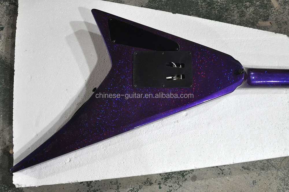 Flyoung shiny particles Paint electric Guitar Factory High QUality Guitars Flying V shape Guitar