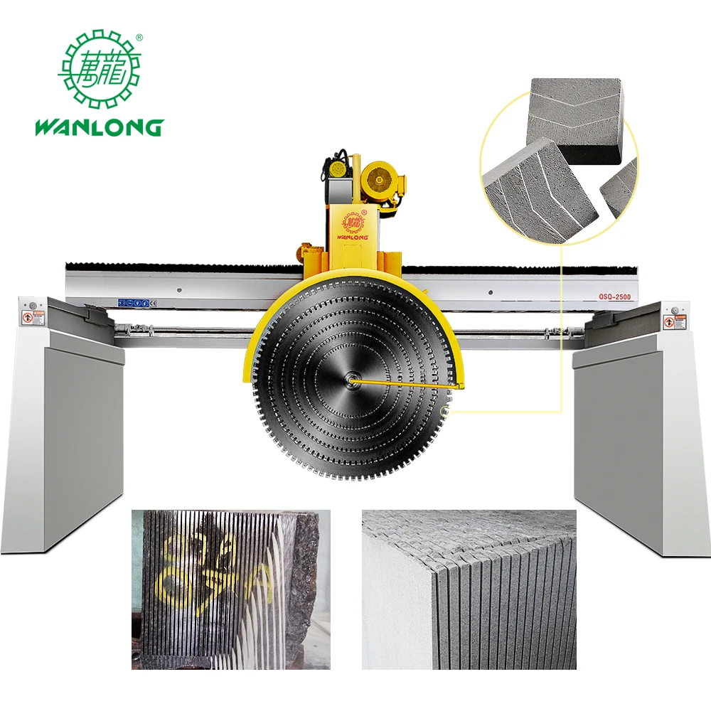 Top Quality WANLONG QSQ-2500B Hydraulic Granite Marble Multiblade Quarry Stone Block Cutting Machine for Egypt