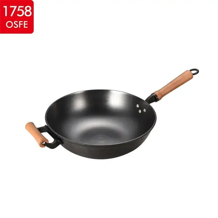 Fast Shipping Cast Iron Wholesale Cooking Nonstick Wok For Home Kitchen Restaurant Cooking