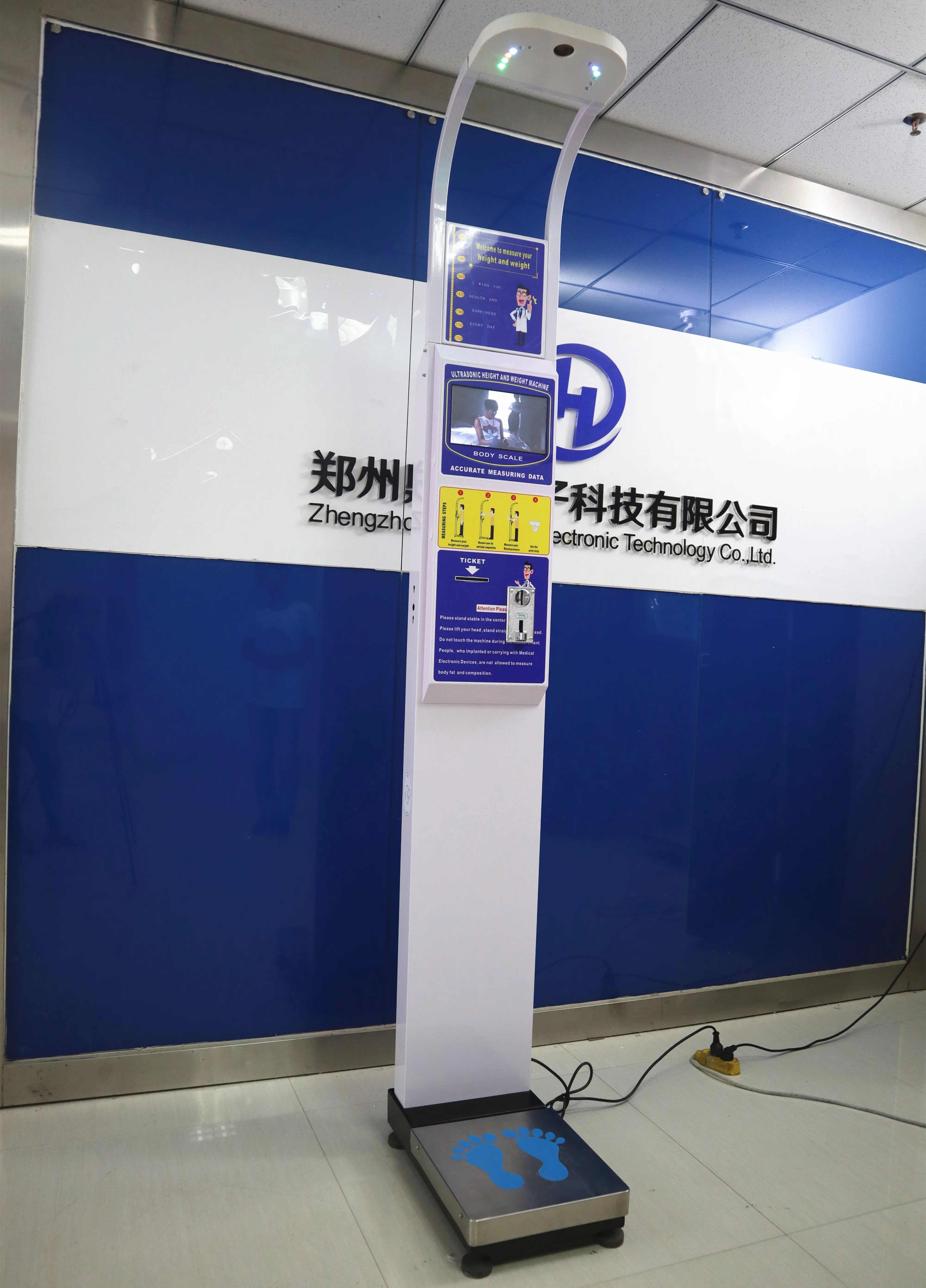 coin operated bmi digital weight machine ultrasonic  height weight scale with 10inch touch screen