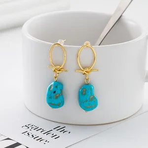 2023 ins jewelry Amethyst quartz rose quartz Raw Hoop Earrings Genuine Rough Gemstone chips Crystal Healing earrings