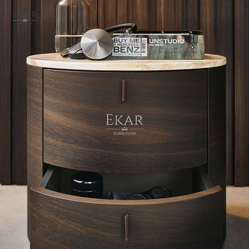 Modern Luxury White Oak Mountain Grain Smoked Bedside Cabinet for Bedroom Home Hospital School Contemporary Style for Hall Use