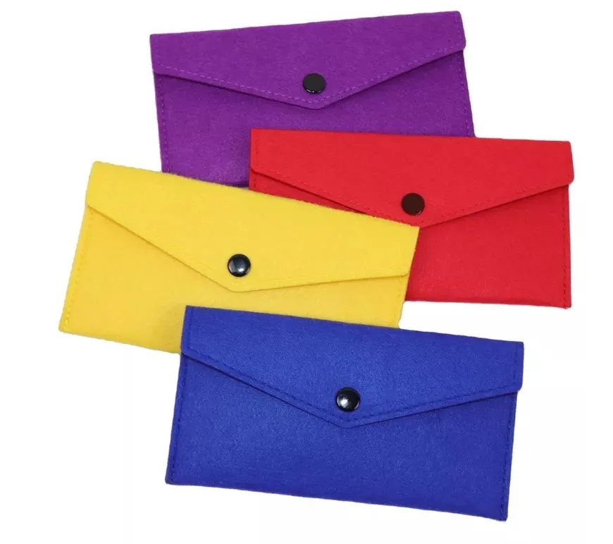 Cheap Custom Eco Fashion Snap Slim Money Portable Smart Phone Felt Wallet For Woman