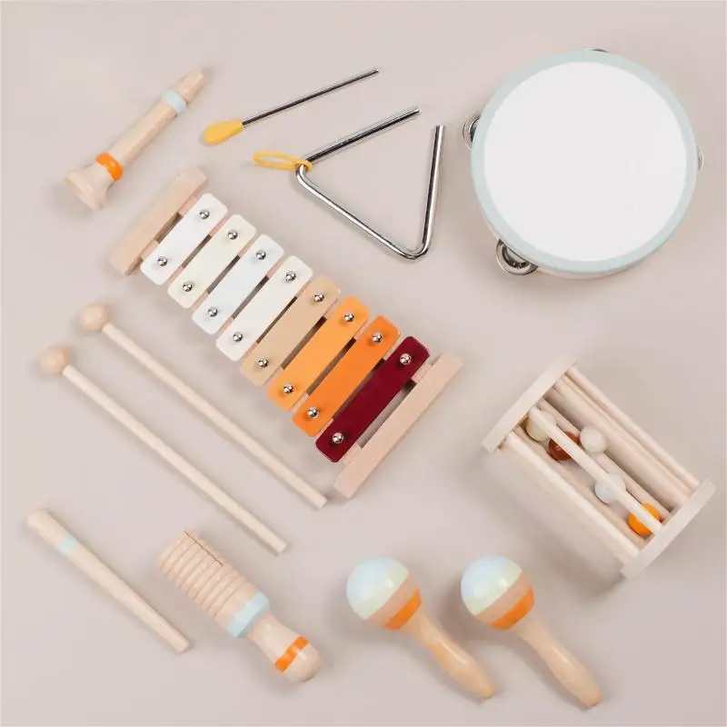 2024 new product New Orff Music Handbeat Drum Combination Wooden Educational Instruments Toys christmas toy for Children Unisex