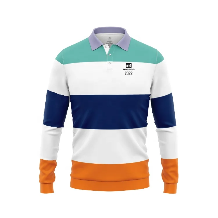 Casual Rugby Polo Shirt Long Sleeves Rugby Jersey Rugby Jumper School Leavers with Custom Logo