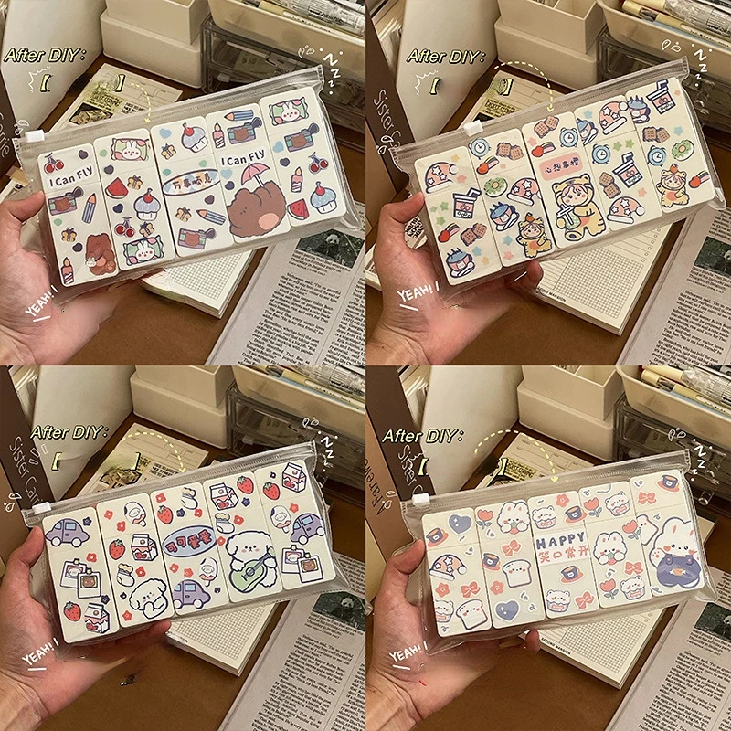 Cartoon cute large capacity pure white correction tape creative DIY sticker student correction tape set 5 ps