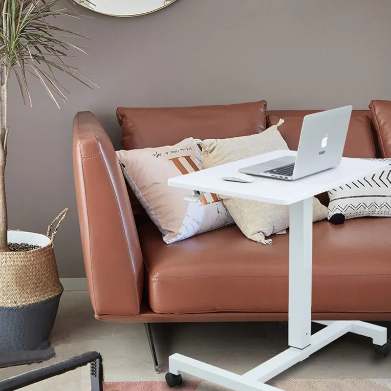 One Leg Movable Table Single Column Electric Height Adjustable Pneumatic Lifting Mobile Standing Desk With Wheels Desk Table