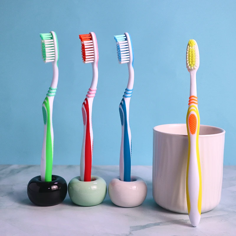 Wholesale Custom Logo  Home Travel Plastic Nylon Bristle Comfort Rubber Handle Adult Toothbrush