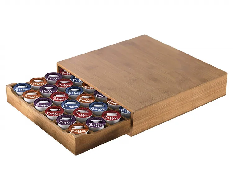 bamboo wood nespresso capsule holder, coffee capsule drawer rack box