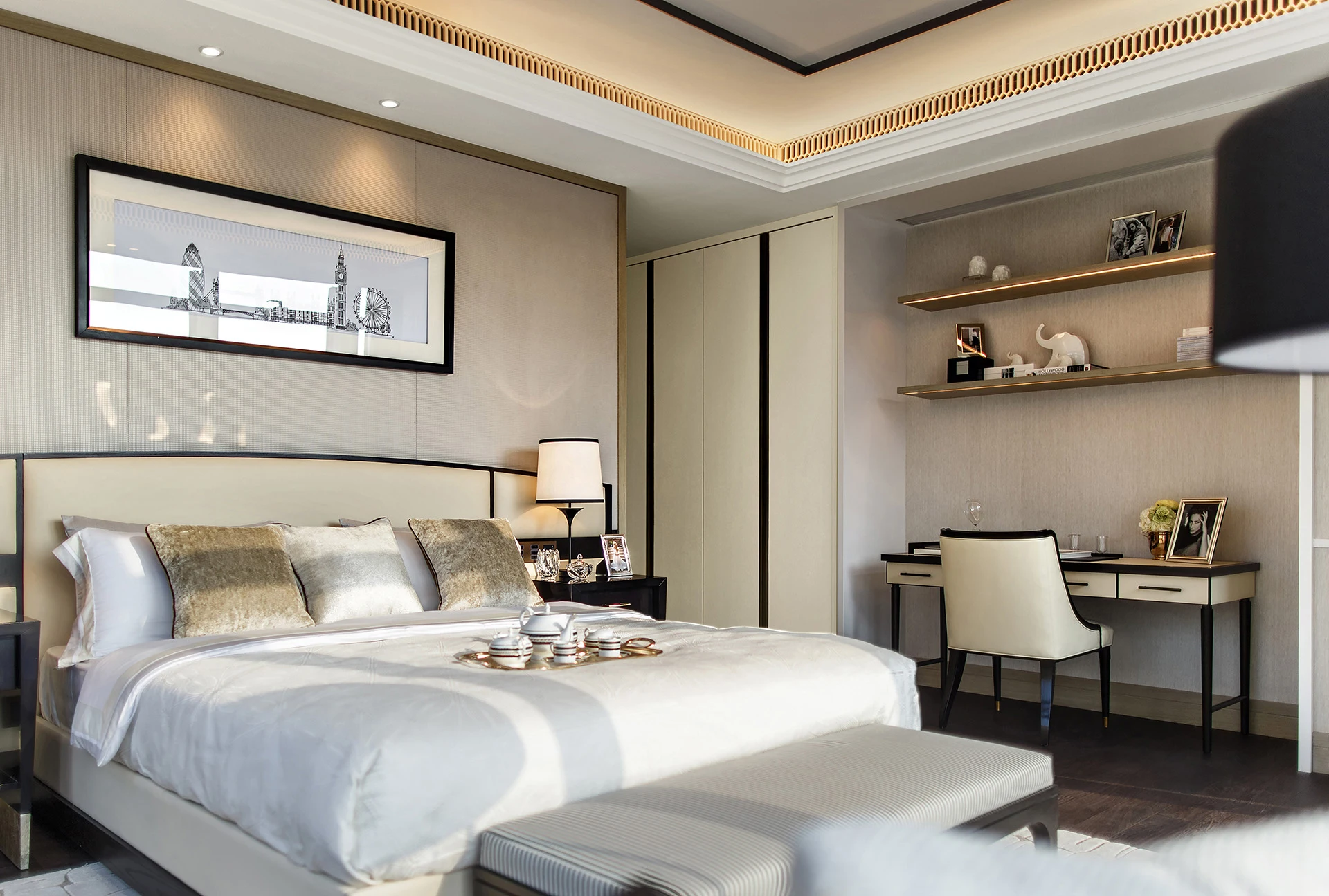 Белая Мебель Современная звезда антикварная мебель для спальни набор Королевского золота Tufted 5 Home Hotel King Size