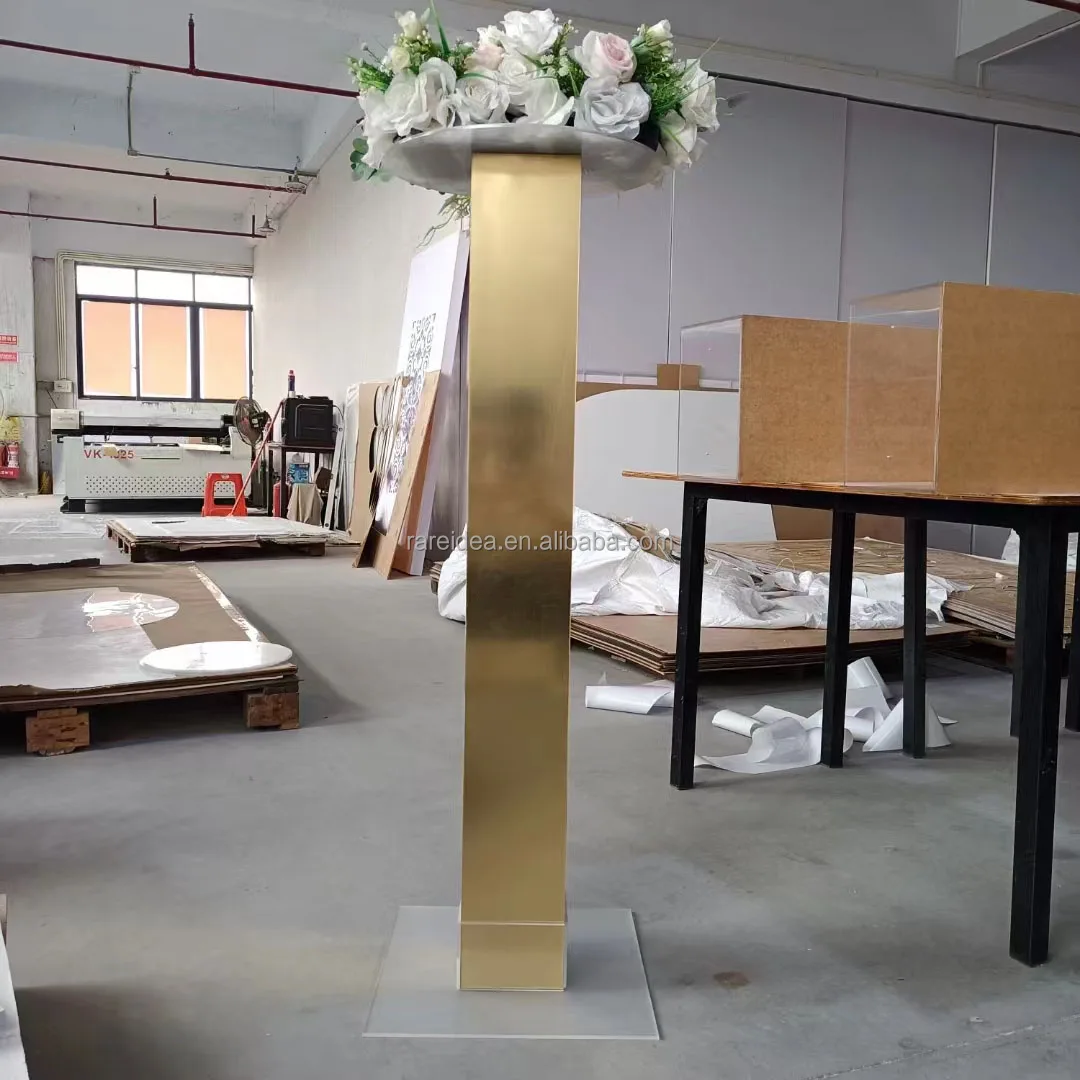 Gold Centerpieces Acrylic Plant Stands Flower Stand Wedding Decoration For Wedding Table