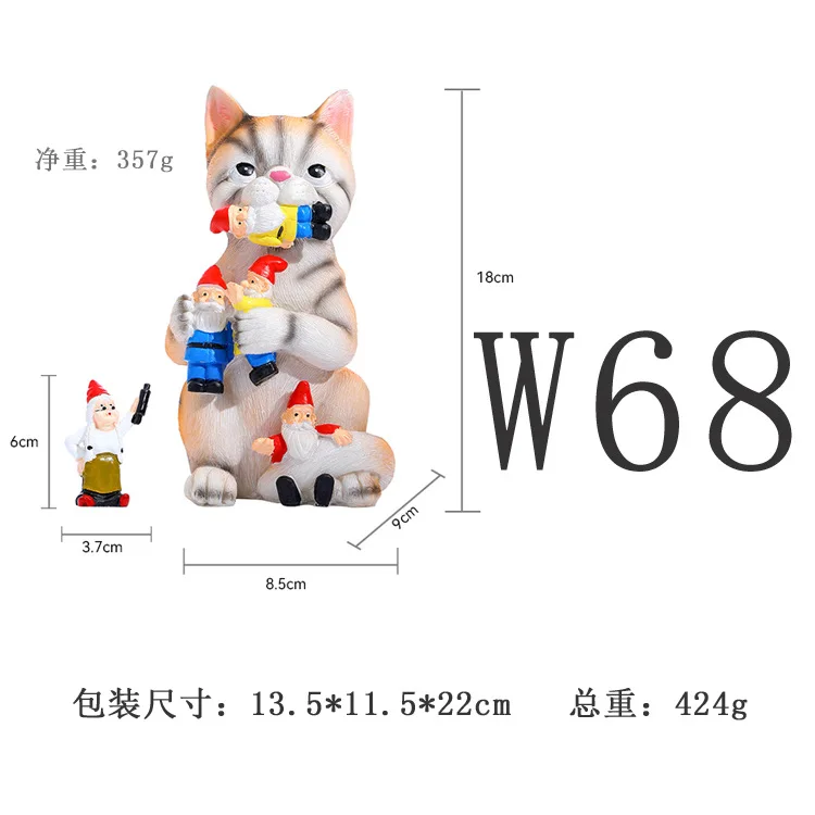 Modern garden sculpture Cats eat gnome folk crafts animal gnome resin cat statue