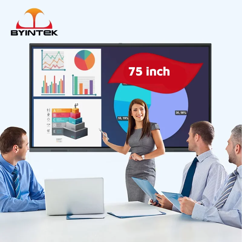 BYINTEK 75 Inches All In One Smart Board Infrared Interactive Touch Screen Projector Touch Smart Electric Board For Teaching