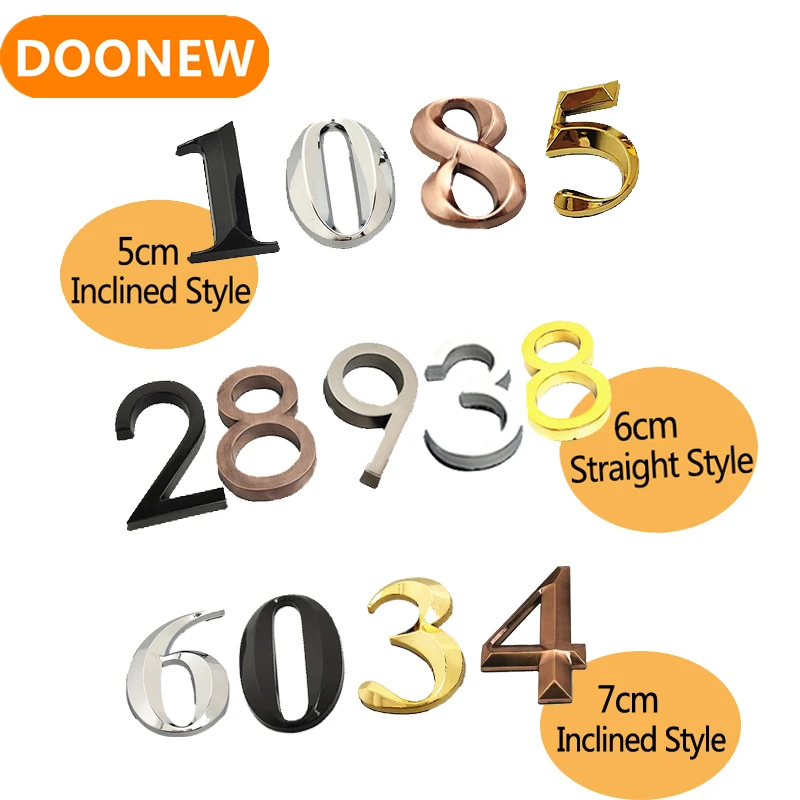 House Number Stickers 3D Self Adhesive Door Plate Sign Digits Apartment