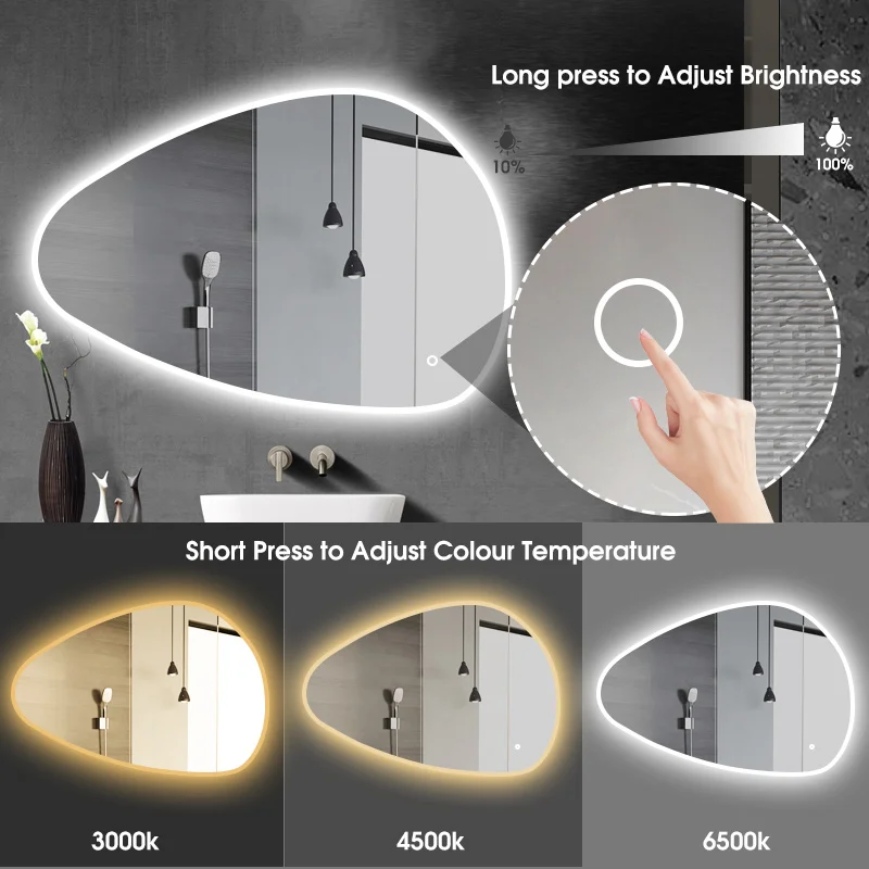 Dimmable Touch Wall Switch Control Mirror Bathroom Led Classy Vanity Mirror with High Lumen