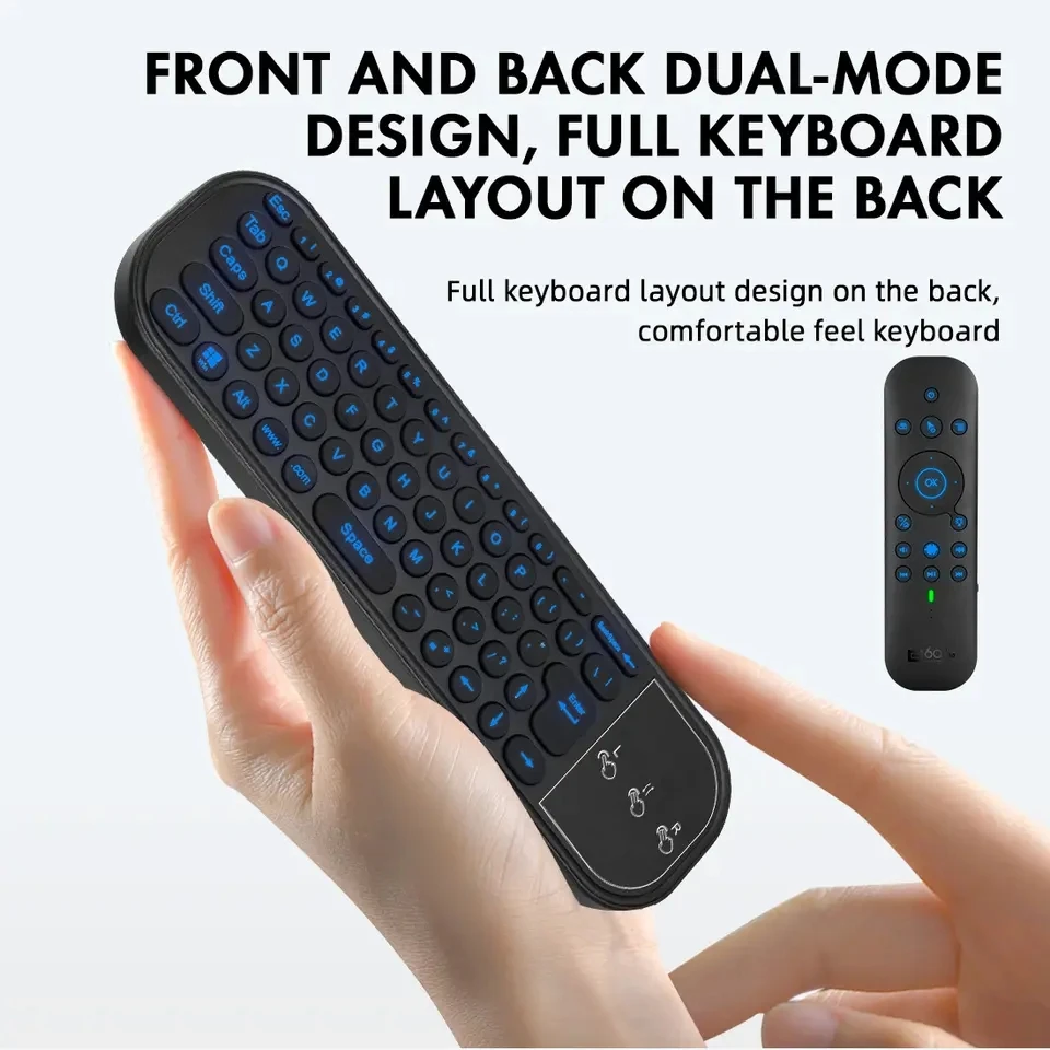 2023 hot Selling Awireless G60S 2.4G Backlight Air Mouse Compatible 5.0 Air Mouse Voice Remote Control with Smart TV Keyboard