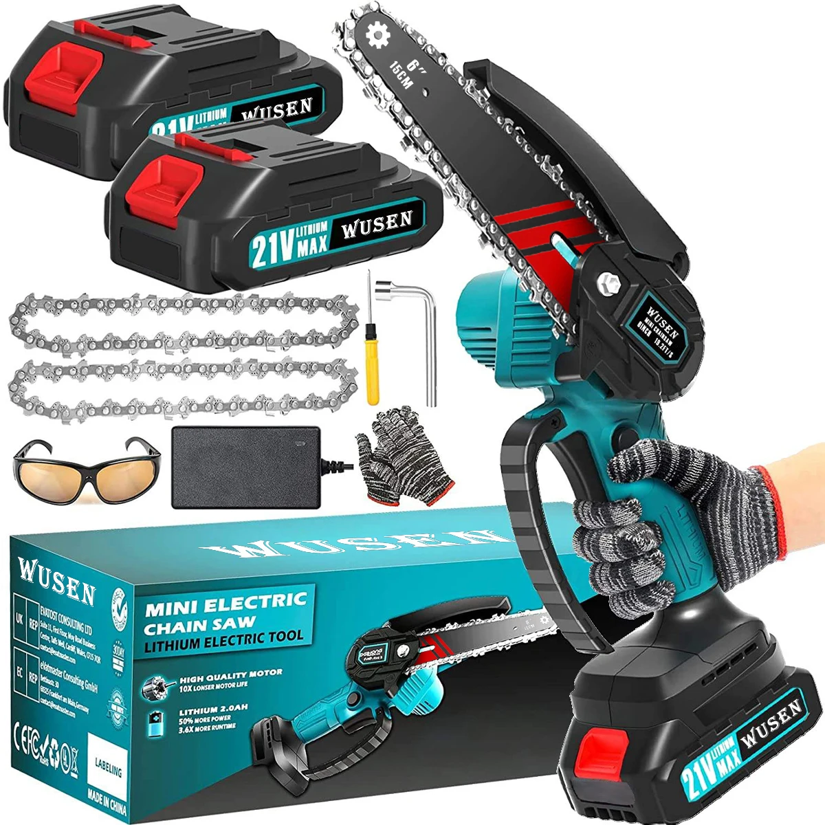 Cordless Mini Chainsaw 6 Inch Auto Oiler One-Hand Handheld Electric Portable Chainsaw Super Power Small Chain Saws