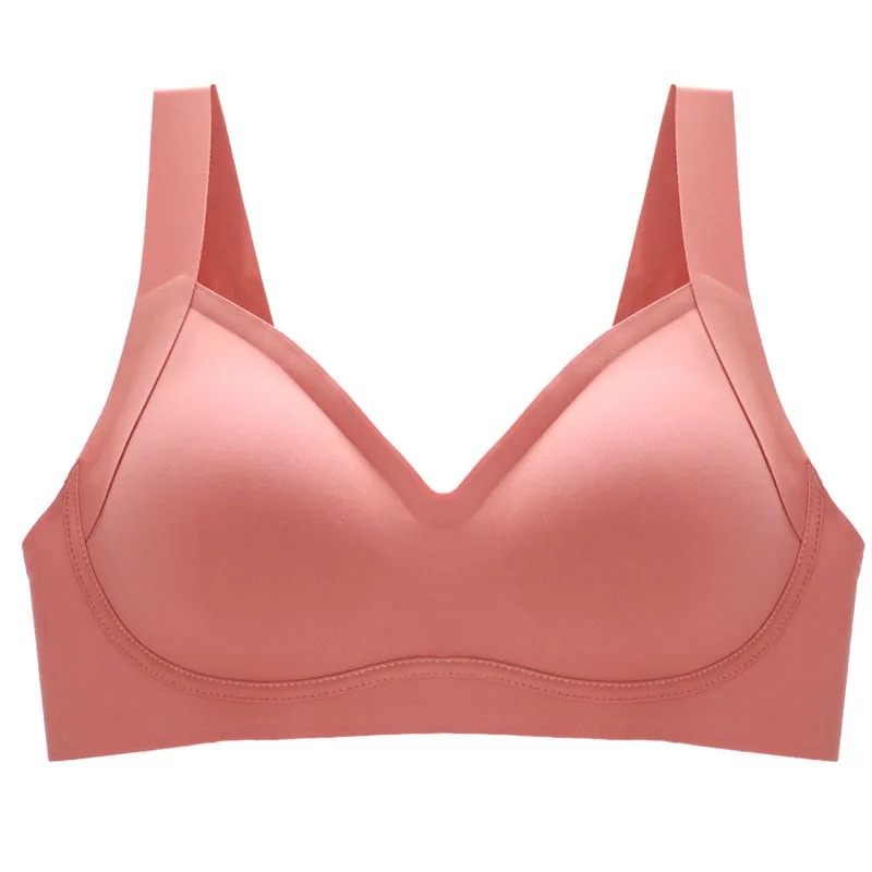 Latex seamless underwear bra, big breasts show small sexy bra and no steel ring sports gathered adjustable vest