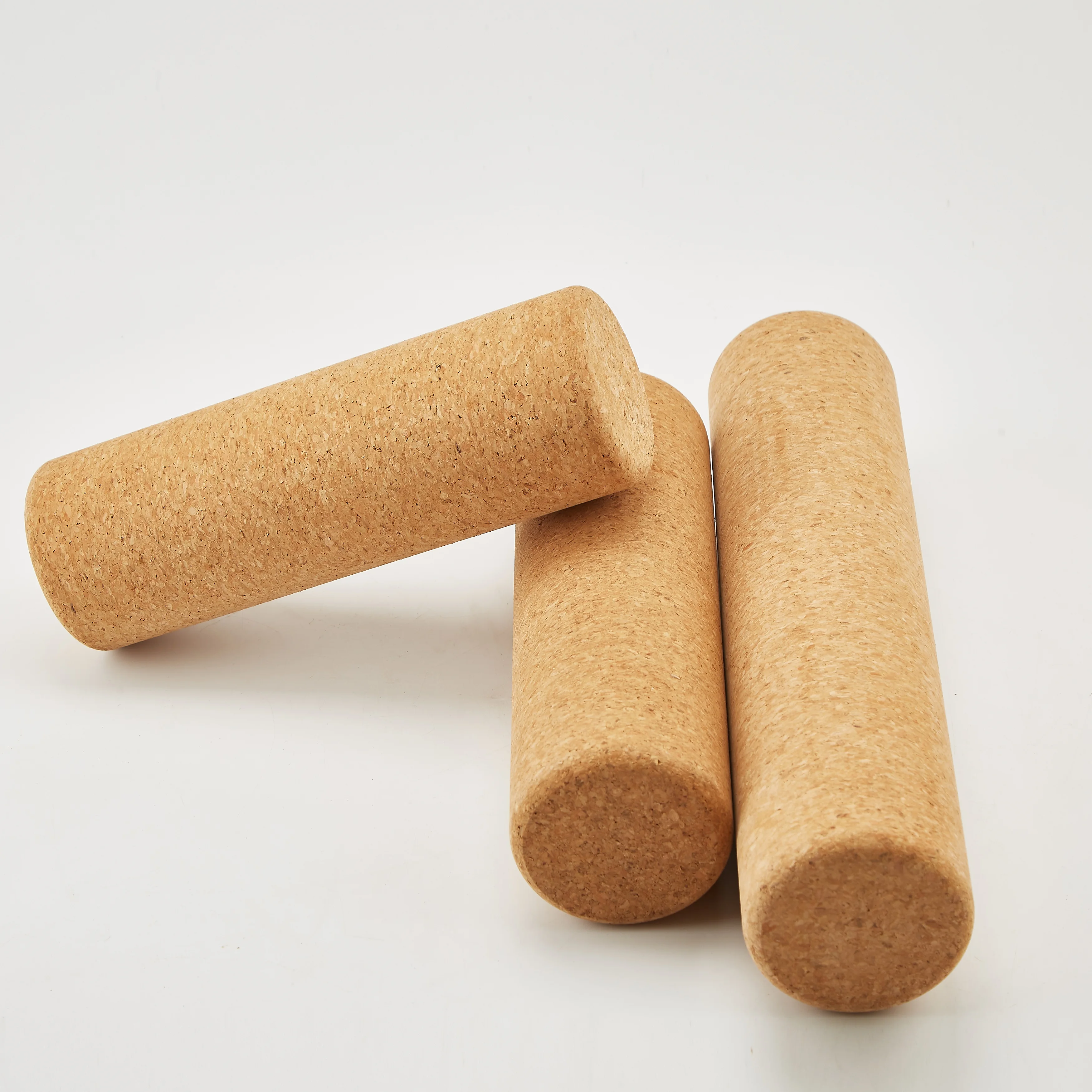 Factory Supply High Density Natural Wooden Fitness Muscle Massage Cork Yoga Roller