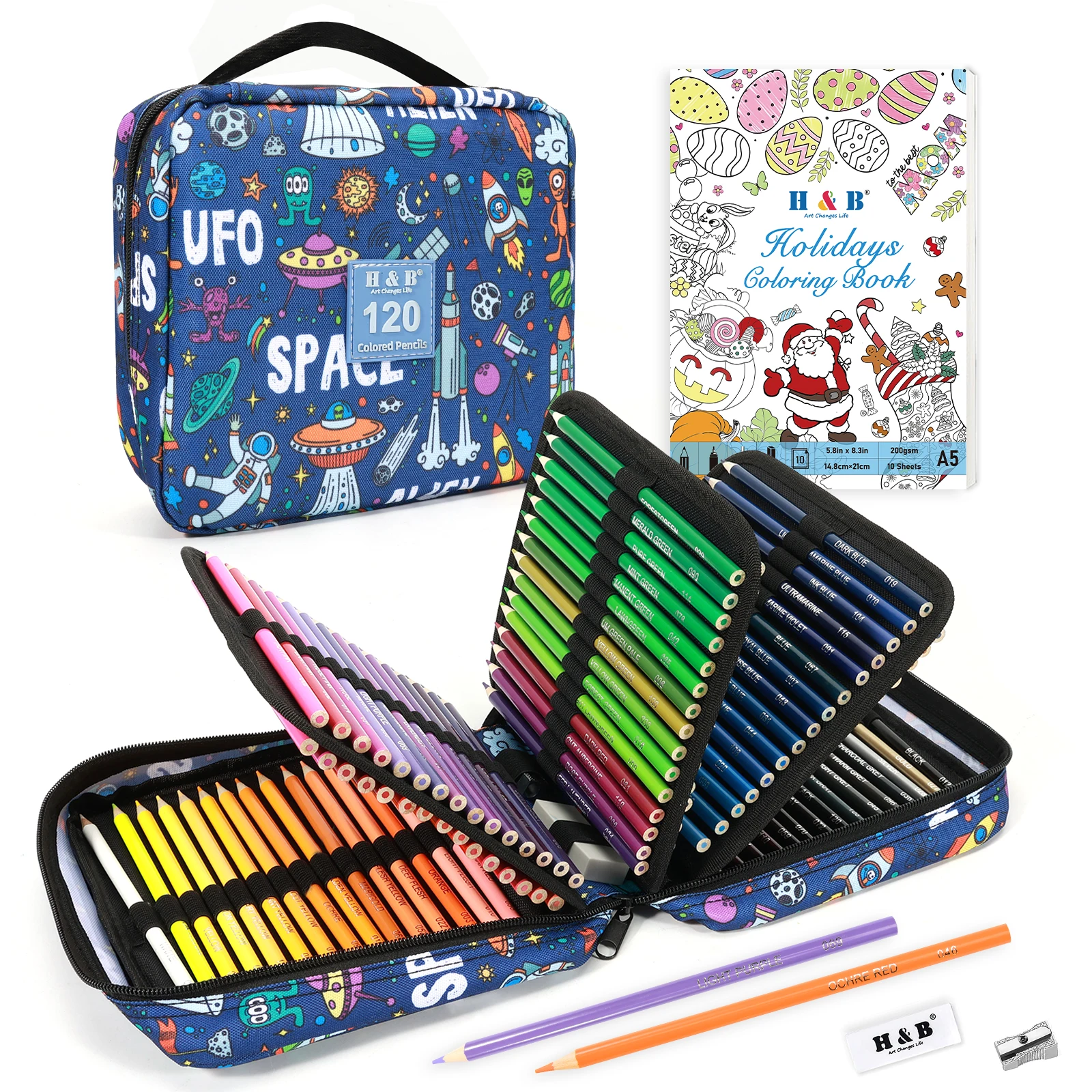 Custom Assorted 72/120 oiled water colors Drawing Sketching Kit Colored Pencils Drawing set Set in Nylon Zipper Bag