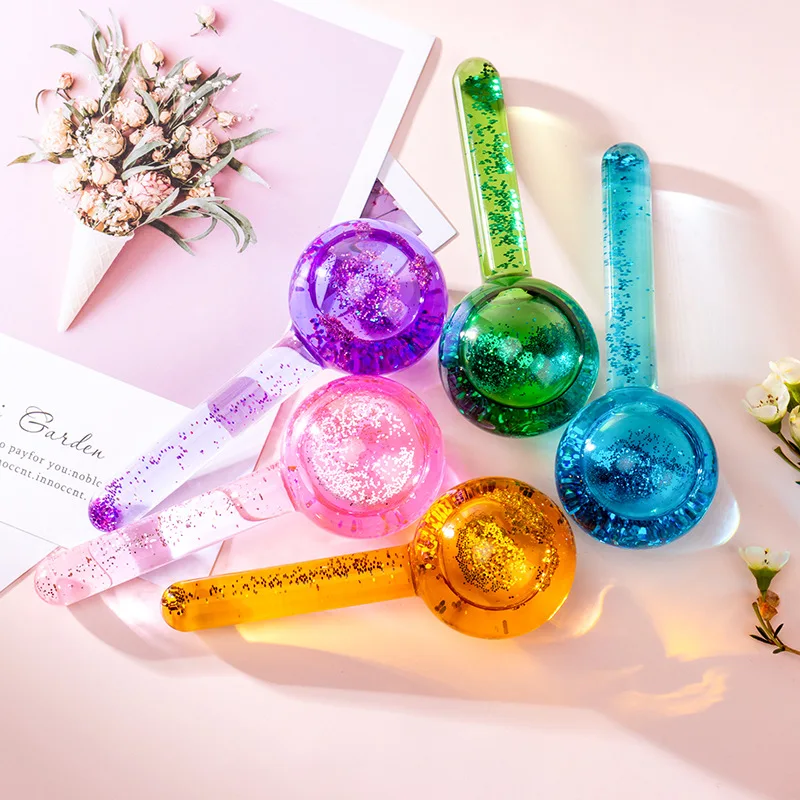 Индивидуальная торговая марка, ледяной шарик, массажер для лица, Синий Розовый Ледяной ролик, шарик для лифтинга лица и глаз с упаковкой