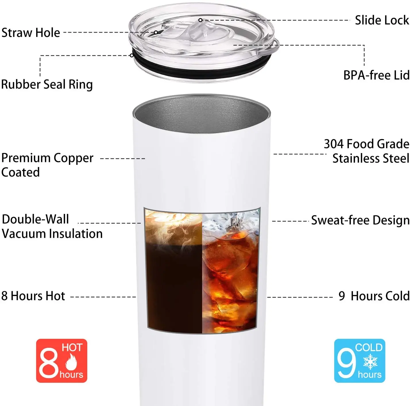Customized 450Ml Camping Stainless Steel Coffee Auto Mug Insulated Tumbler With
